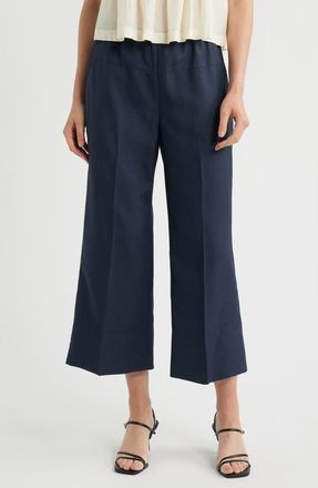 Theory City Twill Crop Wide Leg Pants in Nocturne Navy at Nordstrom, Size X-Large