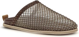 Forte_Forte Womens Mesh Mules With Rhinestones Chocolat Calf Leather Bos Taurus Sandal