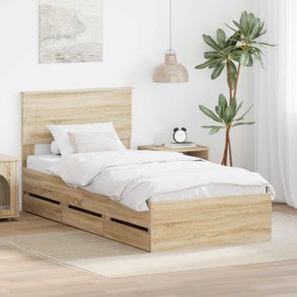 vidaXL Estructura De Cama Roble Sonoma 100 X 200 Cm Madera Ingenieril Vidaxl