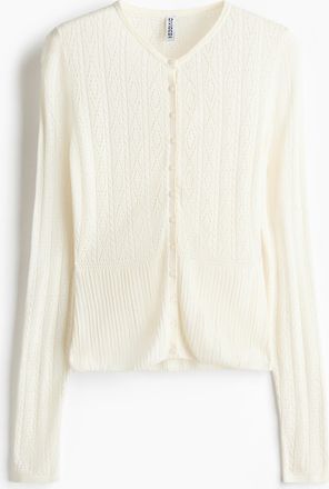 H&M Cardigan in Pointellestrick - White