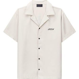 Rta Nathan Poppy Graphic Oversized Button-Up Camp Shirt in Beige Poppy at Nordstrom, Size X-Large