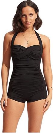 Seafolly Seafolly Collective Boyleg One-Piece Womens Swimsuits One Piece Black : AUS 10 (US Womens 6), Nylon/Elastane