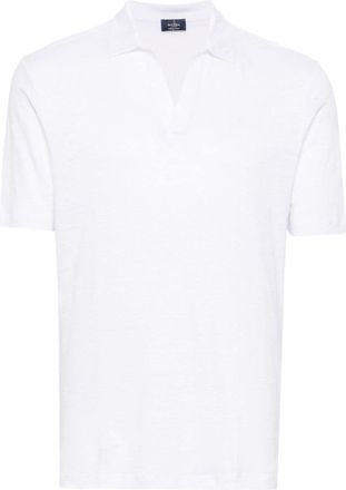 Barba V-neck linen polo shirt - men - Linen/Flax - 54 - White