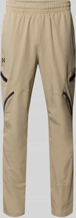 Under Armour Regular Fit Sweatpants mit Logo-Print Modell Unstoppable in Khaki, Gr&ouml;&szlig;e XXL