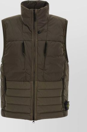 Stone Island quilted high collar sleeveless side pockets vest