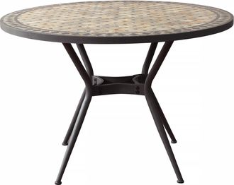 Milani Home Milani Home - Brais - Tavolo Con Piano Rotondo E Mosaico Beige E Antracite
