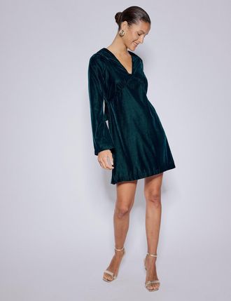 Nobody's Child Green Long Sleeve Velvet Josie Mini Dress