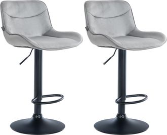 Clp Juego De 2 Taburetes De Bar Vonore En Terciopelo Gris Negro