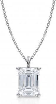 Allurez Emerald Lab Diamond 4-Prong Necklace 14K White Gold (3.50ct)