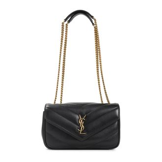 Saint Laurent Shoulder Bags, female, Black, ONE SIZE, LouLou Black Leather Shoulder Bag