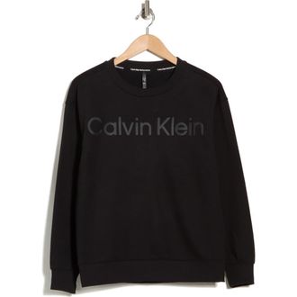 Calvin Klein Puff Print Fleece Sweatshirt in Black at Nordstrom Rack, Size X-Large
