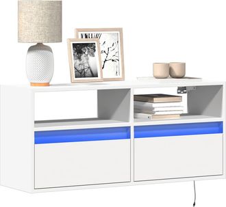 vidaXL Vidaxl Mobile Tv A Parete Con Luci Led Bianco 100x31x45 Cm