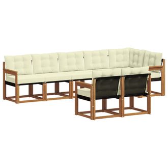 vidaXL Conjunto De Sof&aacute;s De Exterior Con Coj&iacute;n 8 Pcs Natural Y Crema Vidaxl