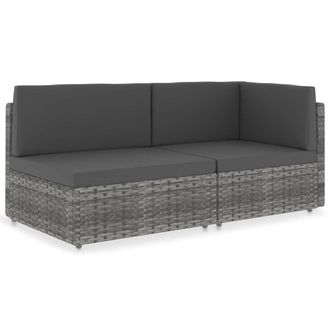 vidaXL Vidaxl - Sof&aacute; Seccional De 2 Plazas De Rat&aacute;n Sint&eacute;tico Gris