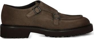 Doucal's Monks in pelle scamosciata con doppia fibbia - Marrone