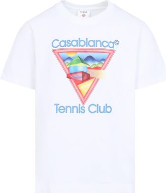 Casablanca White Organic Cotton Tennis Club Icon T-Shirt-Uomo