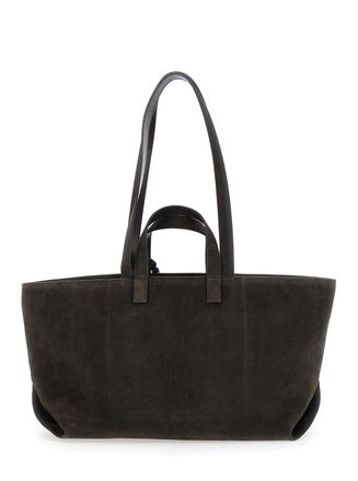 A.P.C. Womens Shopper Bag Le Drummer Brown Suede Cowhide Leather Tote