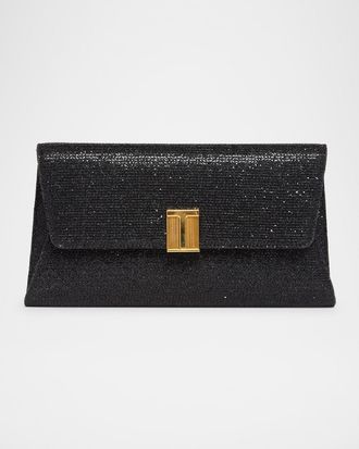 Tom Ford Nobile Flap Clutch Bag in Glitter Textured Fabric