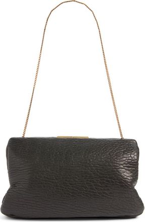 Saint Laurent Large Crinkled Leather Frame Clutch in Noir at Nordstrom