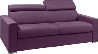 Vente-Unique Vente-unique - Divano Letto 4 Posti Ribalta Doghe Larghe Memory Foam - Letto: 160 Cm X 18 Cm Tessuto Viola - Vizir