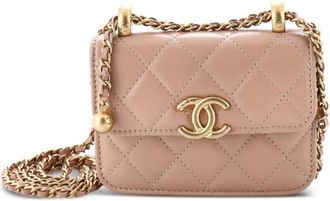 Chanel Perfect Fit Flap Coin Purse with Chain Quilted Calfskin clutch bag - Beige