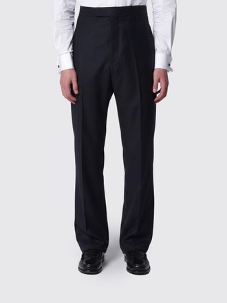 Thom Browne Slim Fit Tailored Trousers in Pure Wool with Off-Center Closure