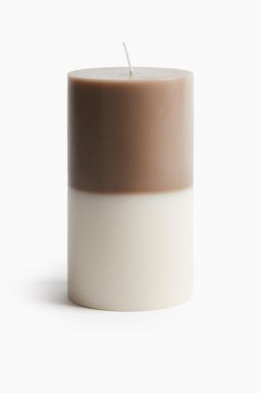H&M Grosse Stumpenkerze - Taupe/Weiss
