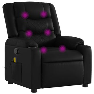 vidaXL Sill&oacute;n Reclinable De Masaje En Piel Sint&eacute;tica Negra Vidaxl