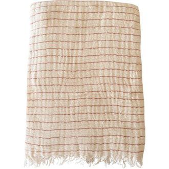 Anaya with Love Desert Red Striped Turkish Cotton Crinkled Throw in Beige at Nordstrom