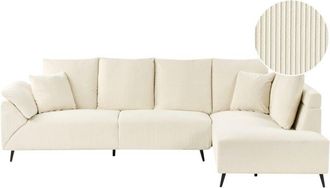 Beliani Beliani - Modern Corner Sofa Corduroy Fabric Cushions Metal Legs Light Beige Lunner