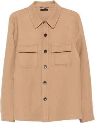Tom Ford Jassen, Heren, Bruin, M, Wol, Dubbel Splijtbare Lichte Wol Borstzak Buitenhemd