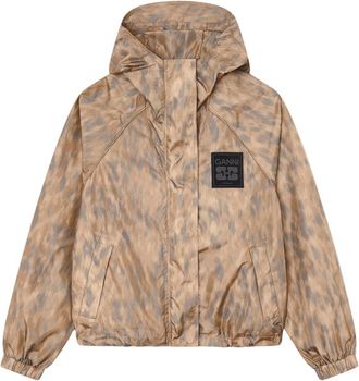 Ganni Printed Flyweight Nylon Jacket - Dames - Zomerjassen - Bruin - S/M - Nylon - Jassen