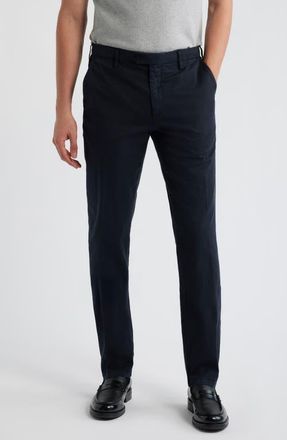Canali Flat Front Stretch Cotton Blend Gabardine Chinos in Navy at Nordstrom, Size 54 X R