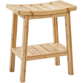 Beliani Beliani - Mesa Auxiliar Taburete De Ba&ntilde;o Bamb&uacute; Madera Clara Estilo Moderno Tremont