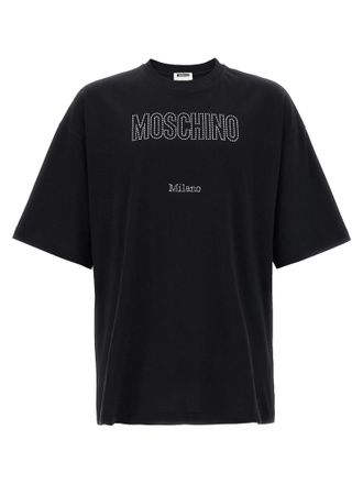 Moschino Mens Rhinestone Logo T-Shirt