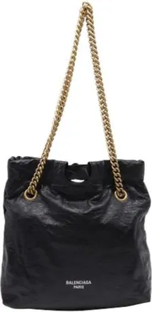 Balenciaga Pre-owned Shoulder Bags, female, Black, Size: ONE SIZE Pre-owned Small Crush Tote Bag