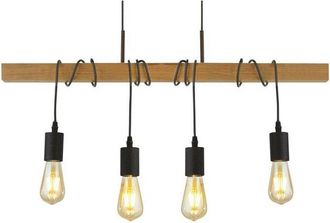 Searchlight Searchlight Woody 4 Light Pendant, Black And Ash Wood