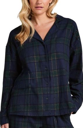Hunkem&ouml;ller Flannel Pyjama Top in Blue at Nordstrom, Size X-Large