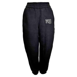 Alexander Wang Logo Track Pants in Black Cotton