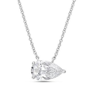 Diana M. Jewels 14kt white gold lab grown pear shape east west diamond pendant weighing 1.00 ct in a prong setting