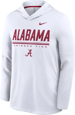 Nike Alabama Sideline Nike Mens Dri-FIT College Long-Sleeve Hooded Top in White | 03B908DVABN-594