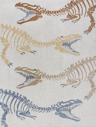 Jonathan Y Designs Kingdarr T-Rex Modern Kids Machine-Washable Area Rug in Cream/multi at Nordstrom, Size 3Ft 0In X 5Ft 0In