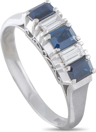 Luxury Bazaar Platinum 0.29ct Diamond and Sapphire Ring MF42-052126