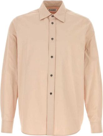 Jil Sander Lichtroze Katoenen Shirt - Heren - Casual Overhemden - Roze - 3XL - Katoen - Overhemden