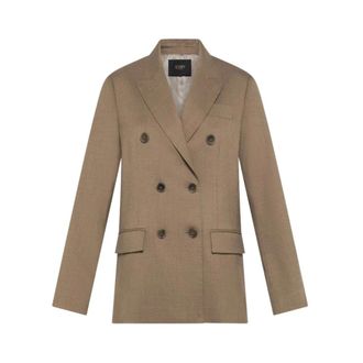 Seventy Giacca doppiopetto in flanellina misto lana - Dames - Jassen - Beige - Maat: XL Flanel