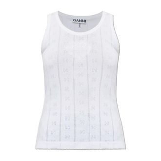 Ganni Sleeveless Tops, female, White, Size: XS Top with Appliqu&eacute;