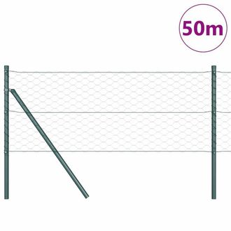 Berkfield Home Hexagon Fence Green 0.6x50 m Steel