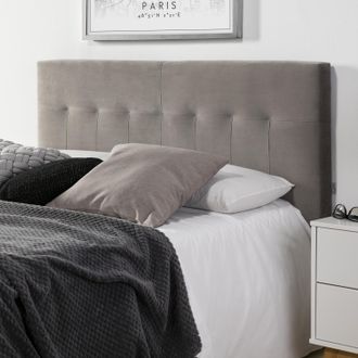 Marckonfort Marckonfort - Cabecero Tapizado Praga 160x100 Cm Gris. Terciopelo. Patas De Madera. Herrajes Incluidos