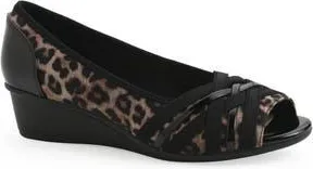 White Mountain Boldest Wedge Peep Toe Pump in Tan/Leopard/Nylon at Nordstrom Rack, Size 8.5