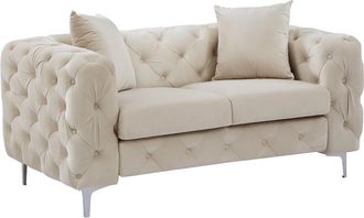 Vente-Unique Sof&aacute; de 2 plazas ch&eacute;ster de terciopelo beige EDWINA